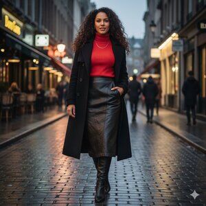 Vintage black leather high waisted above the knee skirt with pockets small